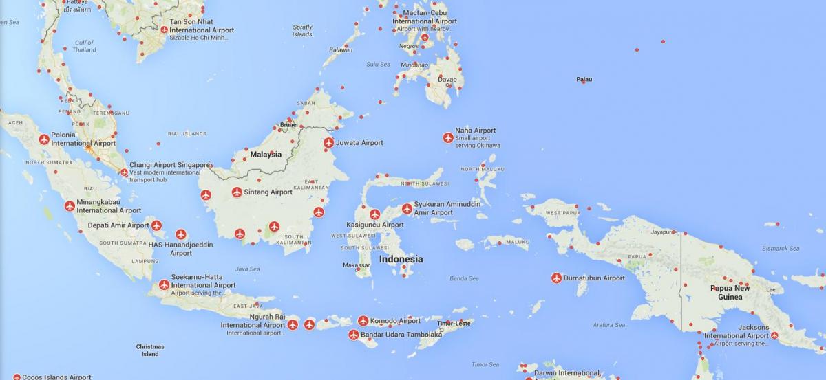 Mapa de los aeropuertos de Indonesia