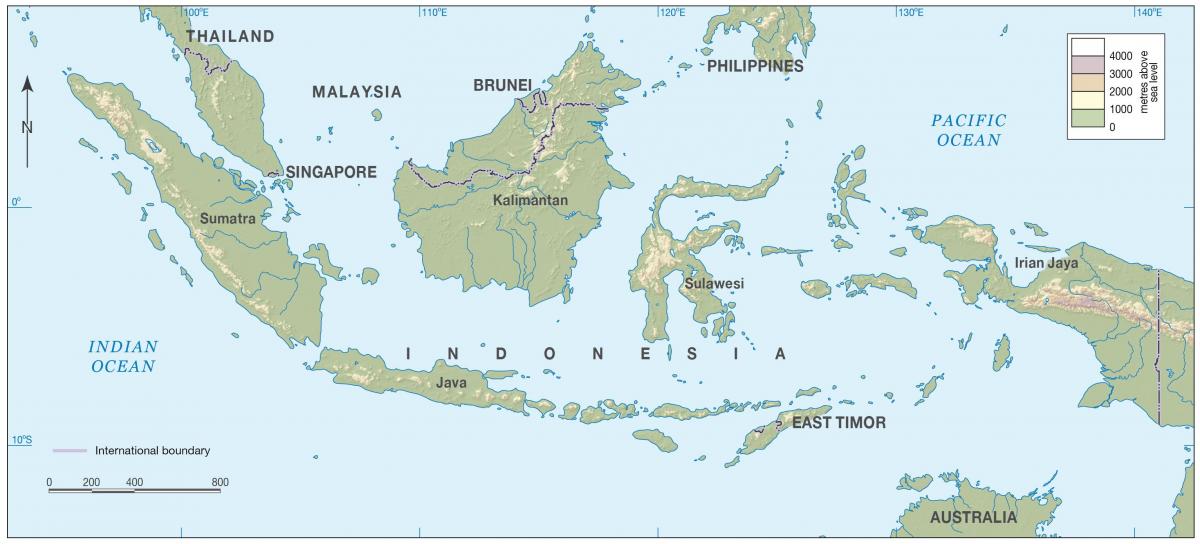 Mapa de altitud de Indonesia