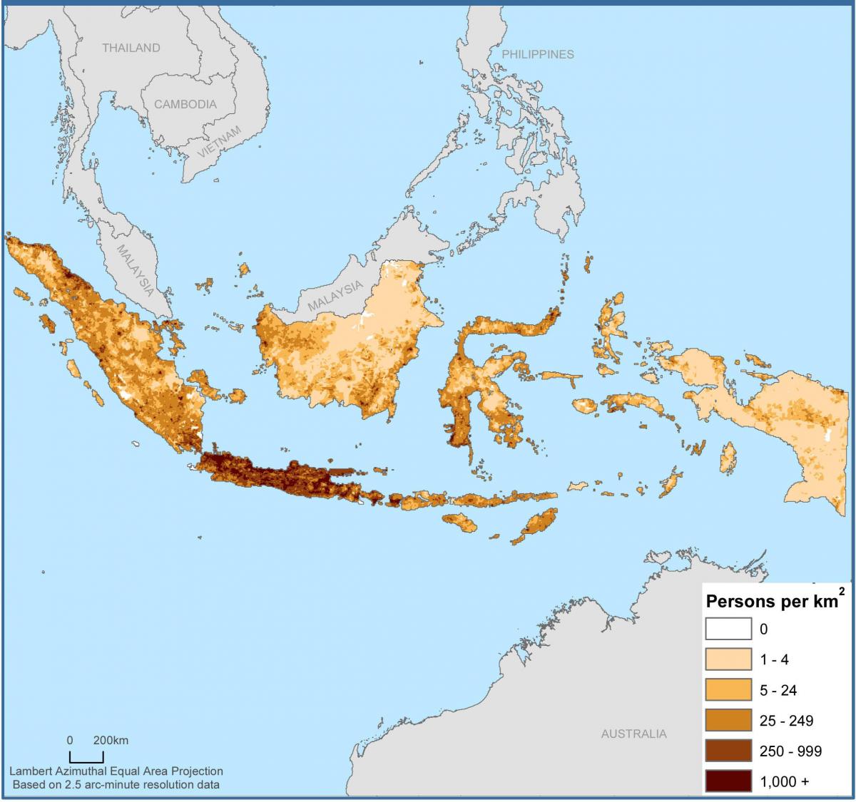 Mapa de densidad de Indonesia