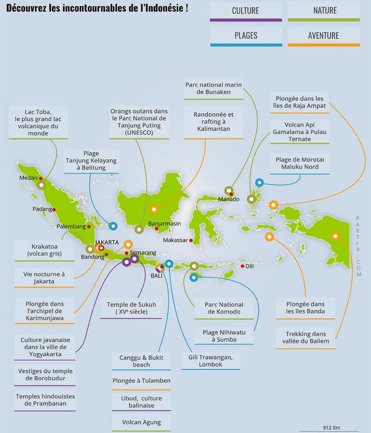 Mapa de viaje de Indonesia